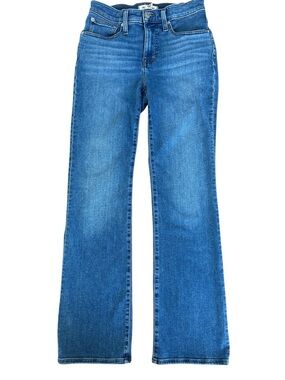 Madewell Kick Out Full Length Jeans Mid Rise Flare Blue Denim 26